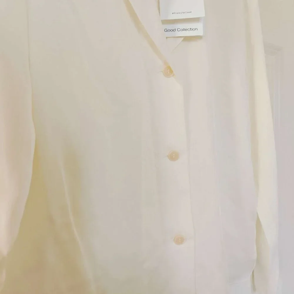 NWT Theory Silk Notched Lapel Collar Blouse Shirt - Picture 8 of 8